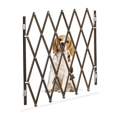 Relaxdays Hundeabsperrgitter, ausziehbar bis 118 cm, 69-82,5 cm hoch, Bambus, Hunde Schutzgitter für Treppe & Tür, braun, L von Relaxdays