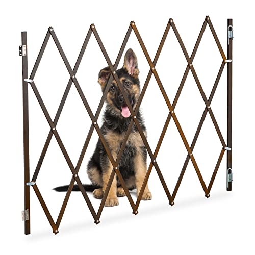 Relaxdays Hundeabsperrgitter, ausziehbar bis 130 cm, 87,5-100 cm hoch, Bambus, Hunde Schutzgitter Treppe & Tür, braun, XL von Relaxdays