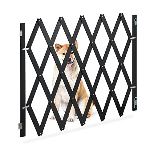 Relaxdays Hundeabsperrgitter, ausziehbar bis 140 cm, 87-97 cm hoch, Bambus, Hunde Schutzgitter für Treppe & Tür, schwarz von Relaxdays