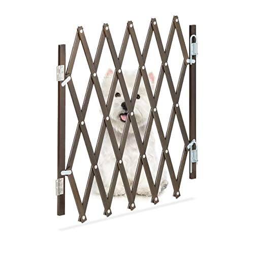 Relaxdays Hundeabsperrgitter, ausziehbar bis 96 cm, 48,5-60 cm hoch, Bambus, Hunde Schutzgitter für Treppe & Tür, braun, M von Relaxdays