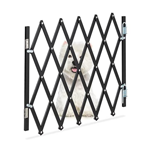 Relaxdays Hundeabsperrgitter ausziehbar bis 96 cm, 48,5-60 cm hoch, Bambus, Hunde Schutzgitter für Treppe & Tür, schwarz von Relaxdays