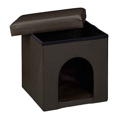 Relaxdays Hundebox Sitzhocker HBT 38 x 38 x 38 cm stabiler Sitzcube mit praktischer Tierhöhle für Hunde und Katze aus hochwertigem Kunstleder und Deckel zum Abnehmen für Ihren Wohnraum, braun Relaxdays Hundebox Sitzhocker HBT 38 x 38 x 38 cm stabiler Sitzcube mit praktischer Tierhöhle für Hunde und Katze aus hochwertigem Kunstleder und Deckel zum Abnehmen für Ihren Wohnraum, braun von Relaxdays