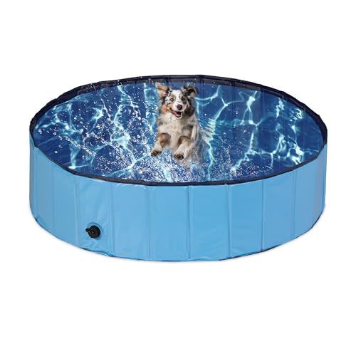 Relaxdays Hundepool, H x D: 30 x 120 cm, faltbar, mit Ablassventil, Hundeplanschbecken zur Abkühlung, PVC & MDF, blau Relaxdays Hundepool, H x D: 30 x 120 cm, faltbar, mit Ablassventil, Hundeplanschbecken zur Abkühlung, PVC & MDF, blau von Relaxdays