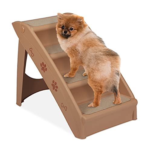 Relaxdays Hundetreppe 4 Stufen, kleine & große Hunde, Bett & Couch, Auto, Tiertreppe, HxBxT: 49 x 39 x 61 cm, beige von Relaxdays