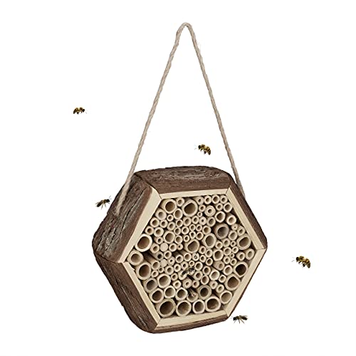 Relaxdays Insektenhotel, Nisthilfe für Wildbienen, Garten, Balkon, Bienenhotel zum Aufhängen, HBT: 18 x 20 x 7 cm, Natur Relaxdays Insektenhotel, Nisthilfe für Wildbienen, Garten, Balkon, Bienenhotel zum Aufhängen, HBT: 18 x 20 x 7 cm, Natur von Relaxdays