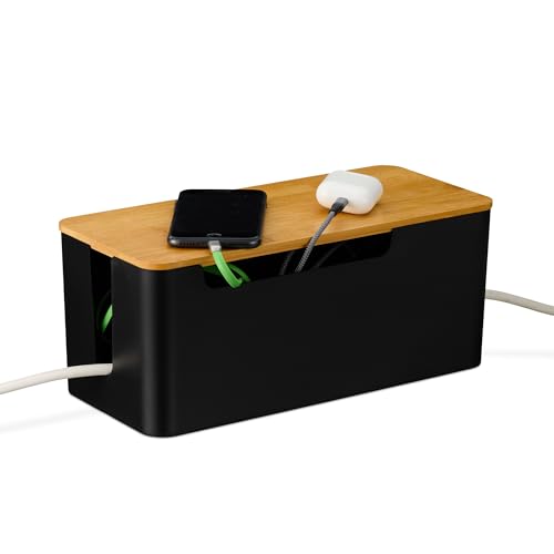 Relaxdays Kabelbox für 2 Steckdosenleisten, Bambusdeckel, Kunststoff, HBT: 13x31x14 cm, Kabel verstecken, schwarz/natur Relaxdays Kabelbox für 2 Steckdosenleisten, Bambusdeckel, Kunststoff, HBT: 13x31x14 cm, Kabel verstecken, schwarz/natur von Relaxdays