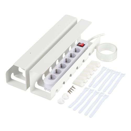 Relaxdays Kabelkanal Schreibtisch, 2er Set, Kabelmanagement, HBT: 10 x 43 x 10 cm, Zubehör zum Fixieren, weiß Relaxdays Kabelkanal Schreibtisch, 2er Set, Kabelmanagement, HBT: 10 x 43 x 10 cm, Zubehör zum Fixieren, weiß von Relaxdays