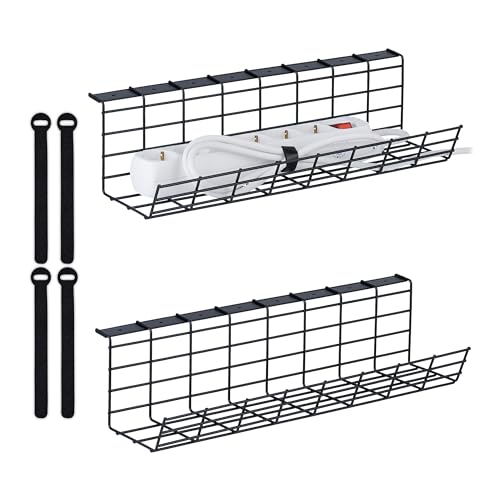 Relaxdays Kabelkanal Schreibtisch, 2er Set, Kabelmanagement, HBT: 11 x 43 x 14 cm, mit Kabelbinder, Kabelhalter, schwarz Relaxdays Kabelkanal Schreibtisch, 2er Set, Kabelmanagement, HBT: 11 x 43 x 14 cm, mit Kabelbinder, Kabelhalter, schwarz von Relaxdays