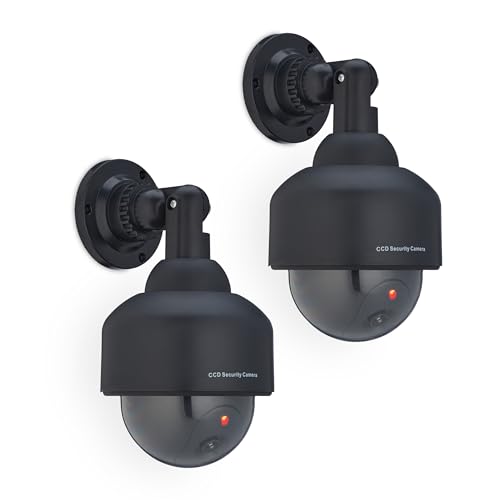 Relaxdays Kamera Dummy, 2er Set, blinkend, innen- & außen, Einbrecher Abschreckung, Überwachungskamera Attrappe, schwarz von Relaxdays