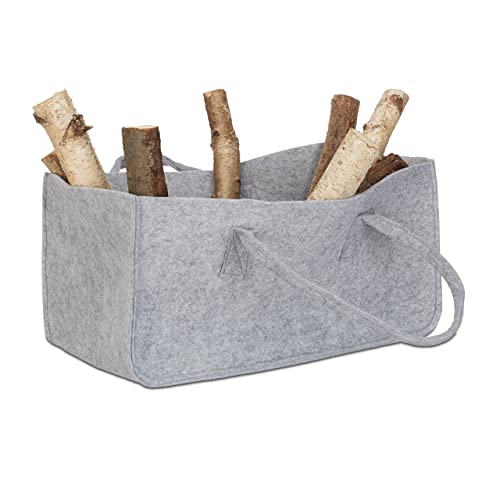Relaxdays Kaminholztasche aus Filz, tragbarer Feuerholzkorb, faltbarer Zeitungshalter HxBxT: 25 x 25 x 50 cm, grau Relaxdays Kaminholztasche aus Filz, tragbarer Feuerholzkorb, faltbarer Zeitungshalter HxBxT: 25 x 25 x 50 cm, grau von Relaxdays