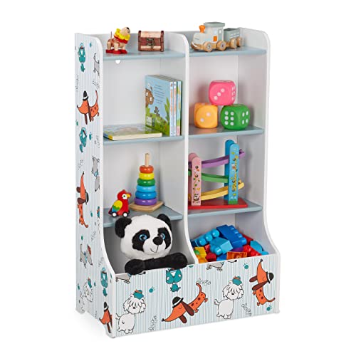 Relaxdays Kinderregal, HxBxT: 90 x 59 x 30 cm, Kinderzimmerregal mit Hundemotiv, 8 Fächer, MDF, Bücherregal Kinder, bunt, Weiß, Hellblau, Blau Relaxdays Kinderregal, HxBxT: 90 x 59 x 30 cm, Kinderzimmerregal mit Hundemotiv, 8 Fächer, MDF, Bücherregal Kinder, bunt, Weiß, Hellblau, Blau von Relaxdays
