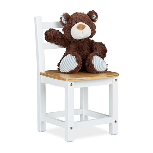 Relaxdays Kinderstuhl RUSTICO aus Bambus, Für Jungen und Mädchen, Kinderzimmer Stuhl, HBT: ca. 50 x 28,5 x 28 cm, weiß / natur von Relaxdays