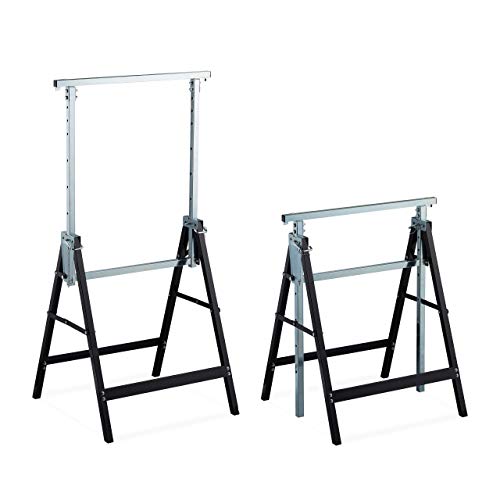 Relaxdays Klappbock, 2er Set, stabiler Gerüstbock, bis 200kg, 7-fach höhenverstellbar 80-130 cm, faltbar, schwarz-silber Relaxdays Klappbock, 2er Set, stabiler Gerüstbock, bis 200kg, 7-fach höhenverstellbar 80-130 cm, faltbar, schwarz-silber von Relaxdays