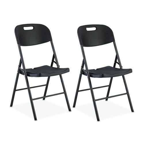 Relaxdays Klappstuhl, 2er Set Gartenstuhl für Terrasse & Balkon, Balkonstuhl bis 150 kg, wetterfest, klappbar, schwarz von Relaxdays