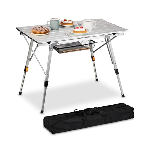 Relaxdays Klapptisch, klappbarer Camping Tisch, höhenverstellbar, Aluminium, faltbar, Alu Multifunktionstisch, silber Relaxdays Klapptisch, klappbarer Camping Tisch, höhenverstellbar, Aluminium, faltbar, Alu Multifunktionstisch, silber von Relaxdays