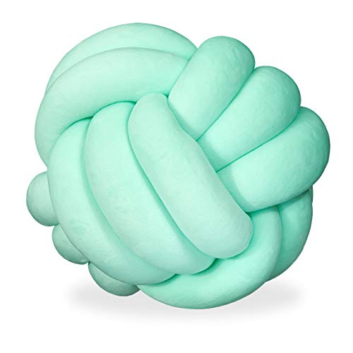 Relaxdays Knotenkissen, geknotetes Kissen für Sofa, Bett, dekorativ, skandinavisch, Zierkissen Knoten, Ø 25 cm, Mint, 1 Stück (1er Pack) von Relaxdays