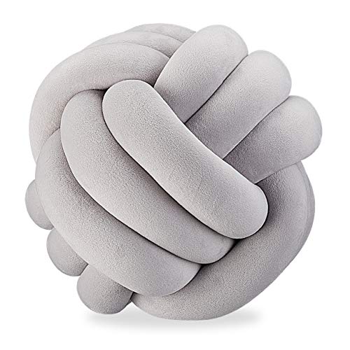 Relaxdays Knotenkissen, geknotetes Kissen für Sofa, Bett, dekorativ, skandinavisch, Zierkissen Knoten, Ø 25 cm, grau, 1 Stück (1er Pack) von Relaxdays