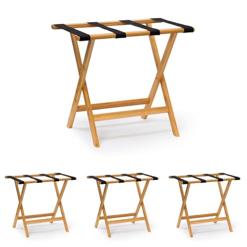 Relaxdays Kofferständer Holz HxBxT 50 x 60 x 37,5 cm Kofferbock aus Bambus mit 4 stabilen Gurten als Kofferablage oder Gepäckablage für Hotels oder Pensionen als Kofferhocker Geschäftsreisen, natur von Relaxdays