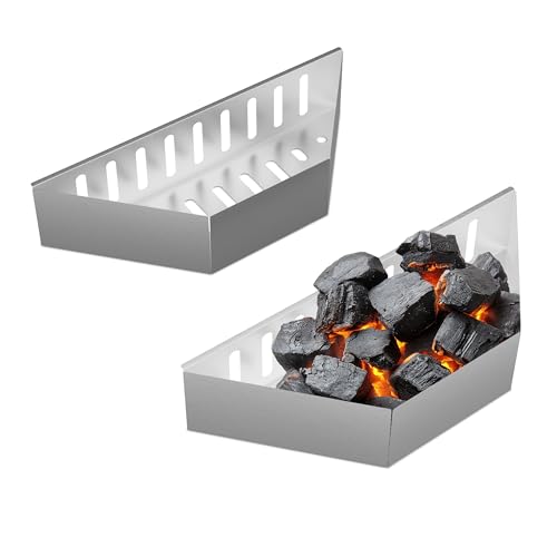 Relaxdays Kohlekorb Kugelgrill, 2er Set, HxBxT: 7,5x38x12 cm, direktes & indirektes Grillen, Stahl, Kohleschale, Silber von Relaxdays