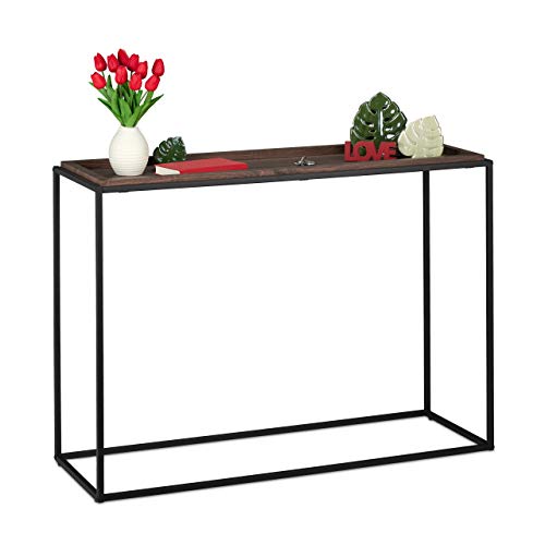 Relaxdays Konsolentisch, HxBxT: 80 x 110 x 38 cm, Industrial Ablagetisch, Flur & Wohnzimmer, Metall & MDF, braun/schwarz von Relaxdays