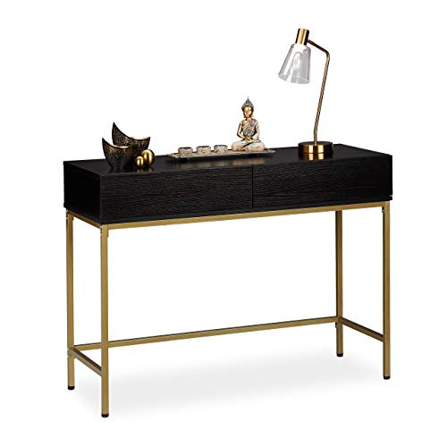 Relaxdays Konsolentisch mit 2 Schubladen, Metallgestell, große Tischplatte, H x B x T: 80,5 x 110 x 40 cm, schwarz/gold Relaxdays Konsolentisch mit 2 Schubladen, Metallgestell, große Tischplatte, H x B x T: 80,5 x 110 x 40 cm, schwarz/gold von Relaxdays