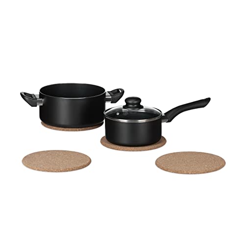 Relaxdays Korkuntersetzer 4er Set, Unterlage für Töpfe & Pfannen, Tischuntersetzer rund, hitzebeständig, 19 cm Ø, Natur von Relaxdays
