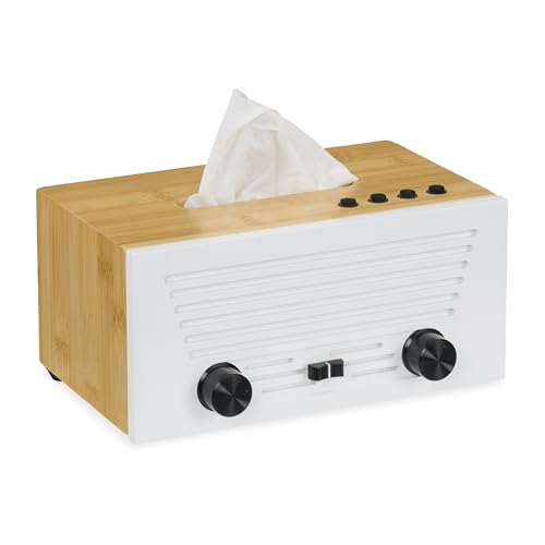 Relaxdays Kosmetiktücherbox, Taschentuchbox im Radio-Design, für Kosmetik- & Taschentücher, Tuchbox, Bambus, weiß/natur Relaxdays Kosmetiktücherbox, Taschentuchbox im Radio-Design, für Kosmetik- & Taschentücher, Tuchbox, Bambus, weiß/natur von Relaxdays