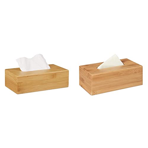 Relaxdays Kosmetiktücherbox Bambus, HBT: 8,5 x 27,5 x 15,5 cm, Natur & Kosmetiktuchbox, aus Bambus, Box für Kosmetik- & Taschentücher, Tücherbox nachfüllbar, Taschentuchbox, Natur von Relaxdays