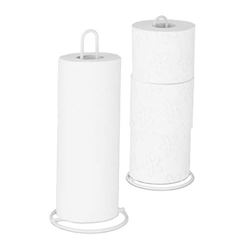 Relaxdays Küchenrollenhalter 2er Set, stehend, für Küchen- und Toilettenrollen, Metall, schlicht, HxD 32x13 cm, weiß Relaxdays Küchenrollenhalter 2er Set, stehend, für Küchen- und Toilettenrollen, Metall, schlicht, HxD 32x13 cm, weiß von Relaxdays