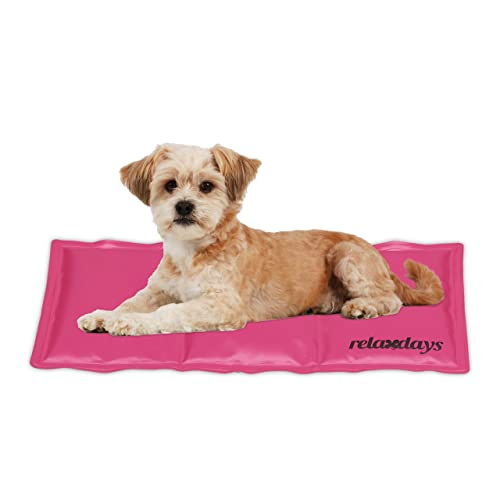 Relaxdays Kühlmatte Hund, 20 x 35 cm, selbstkühlende Hundematte, mit Gel, abwischbar, Kühlunterlage für Haustiere, pink von Relaxdays