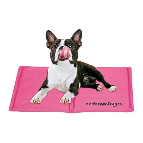 Relaxdays Kühlmatte Hund, 40 x 50 cm, selbstkühlende Hundematte, mit Gel, abwischbar, Kühlunterlage für Haustiere, pink von Relaxdays