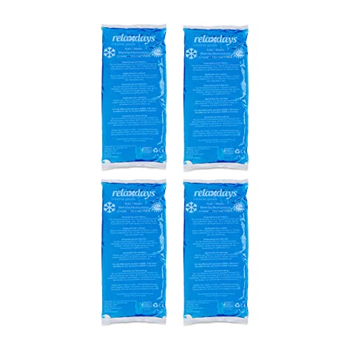 Relaxdays Kühlpads, 4er Set, Kalt-Warm-Kompressen, 12 x 29 cm, Erste Hilfe, wiederverwendbare Gelkühlkompressen, blau von Relaxdays