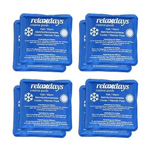 Relaxdays Kühlpads, 8er Set, Kalt-Warm-Kompressen, 11 x 11 cm, Erste Hilfe, Wiederverwendbare Gelkühlkompressen, blau von Relaxdays