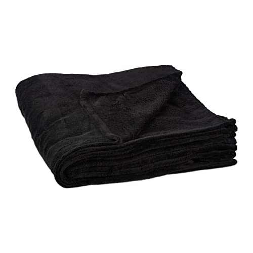 Relaxdays Kuscheldecke extragroß aus Polyester, Fleece, bei 30°C waschbar, HBT: 1 x 200 x 220 cm, schwarz von Relaxdays