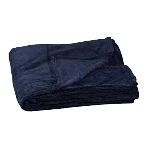 Relaxdays Kuschelfleecedecke extragroß aus Polyester, Fleece, bei 30°C waschbar, HBT: 1 x 200 x 220 cm, dunkelblau von Relaxdays