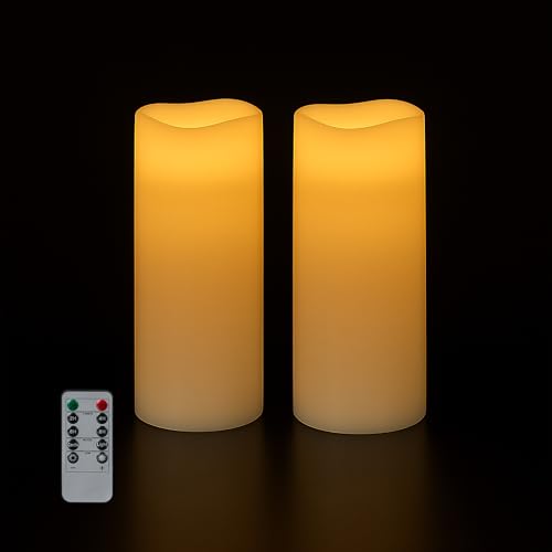 Relaxdays LED Kerzen, 2er Set, mit Fernbedienung, Timer & flackernder Flamme, Echtwachs, flammenlose Stumpenkerzen, weiß Relaxdays LED Kerzen, 2er Set, mit Fernbedienung, Timer & flackernder Flamme, Echtwachs, flammenlose Stumpenkerzen, weiß von Relaxdays
