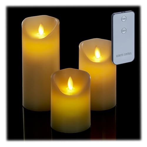 Relaxdays LED Kerzen, 3er Set, mit Timerfunktion, beweglicher Flamme & Fernbedienung, flammenlose Kerzenlichter, creme Relaxdays LED Kerzen, 3er Set, mit Timerfunktion, beweglicher Flamme & Fernbedienung, flammenlose Kerzenlichter, creme von Relaxdays