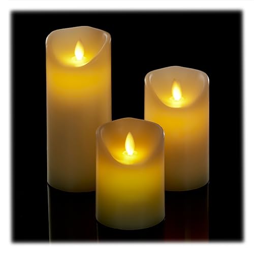 Relaxdays LED Kerzen, 3er Set, mit Timerfunktion & beweglicher Flamme, flammenlose Kerzenlichter, elektronisch, creme von Relaxdays