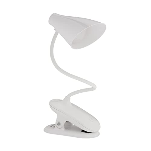 Relaxdays LED Klemmlampe, klemmbare Schreibtischlampe mit Touch, 3 Lichtfarben, flexibel, aufladbare Klemmleuchte, weiß, 1 Stück von Relaxdays
