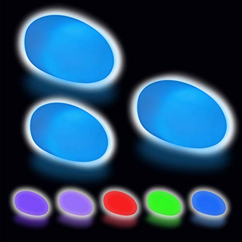 Relaxdays LED Stimmungslicht Steine, LED Nachttischlampe, 3D Dekoleuchte, 3er Set, mit Farbwechsel, HBT 4,5x11x7cm, weiß von Relaxdays