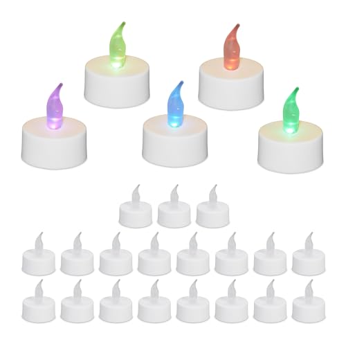 Relaxdays Teelichter mit Farbwechsel, 24er Set LED, elektrisch, flammenlose Kerzen, H x D: 4,5 x 3,5 cm, weiß von Relaxdays