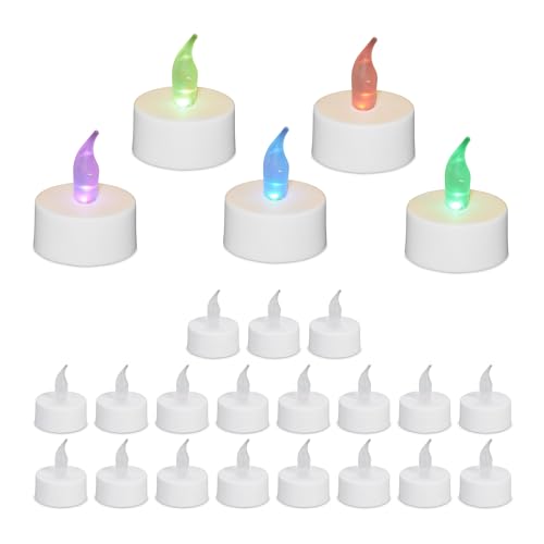 Relaxdays LED Teelichter mit Farbwechsel, 24er Set LED-Kerzen, elektrisch, flammenlose Kerzen, H x D: 4,5 x 3,5 cm, weiß Relaxdays LED Teelichter mit Farbwechsel, 24er Set LED-Kerzen, elektrisch, flammenlose Kerzen, H x D: 4,5 x 3,5 cm, weiß von Relaxdays