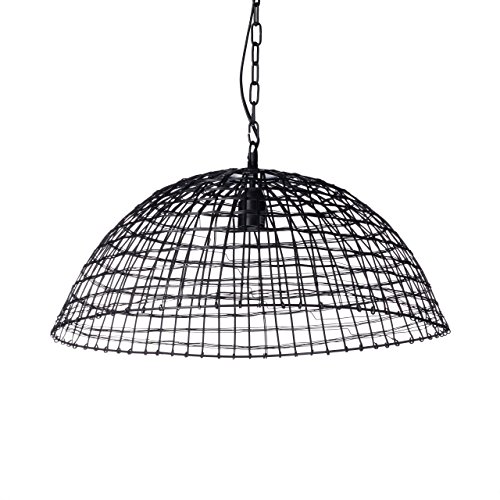 Relaxdays Lampe Käfig Halbkugel als Pendelleuchte Gitter aus feinem Metall als Leuchte H x D: ca. 138 x 55 cm Hängelampe aus Schmiedeeisen in Gitterform als moderne Design Deckenleuchte, schwarz von Relaxdays