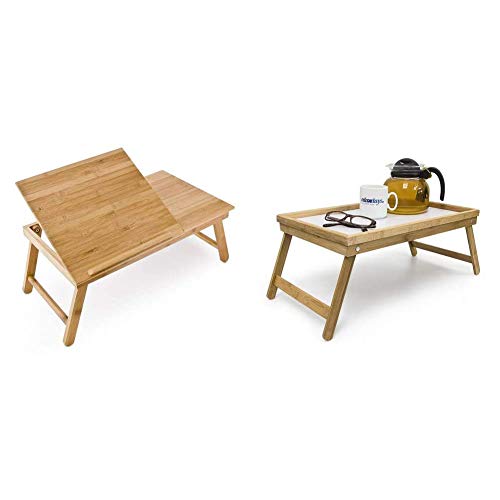 Relaxdays Laptoptisch aus Bambus HBT: 24 x 55 x 33 cm Beistelltisch, Natur & Betttablett Bambus, faltbar, Serviertablett für Frühstück im Bett mit klappbaren Beinen als Tabletttisch, Natur von Relaxdays