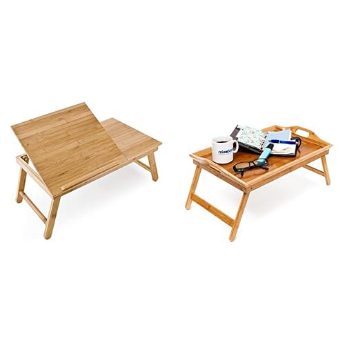 Relaxdays Laptoptisch aus Bambus HBT: 24 x 55 x 33 cm Beistelltisch, Natur & Betttablett Bambus H x B x T: ca. 25 x 52 x 33 cm Betttisch als Frühstückstablett oder Beistelltisch Serviertablett, Natur von Relaxdays