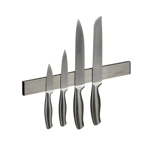 Relaxdays Magnetleiste Edelstahl, selbstklebend, 30 cm lang, Wand Magnetschiene für Messer & Werkzeug, Silber/schwarz von Relaxdays