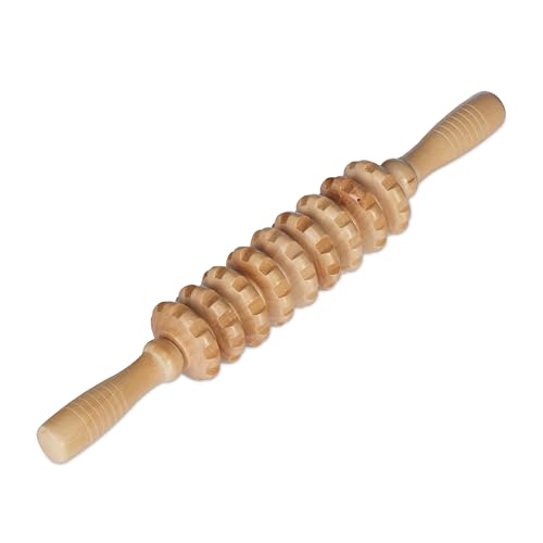 Relaxdays Massage Roller Holz, Massagestab mit 2 Griffen, manuelles Massagegerät für Rücken, Nacken, Arme & Beine, Natur, 1 Stück von Relaxdays