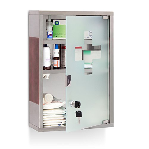 Relaxdays Medizinschrank EMERGENCY Edelstahl und Holz-Optik XL HBT: 45 x 30 x 12 cm mit 3 Fächern und Glas-Tür zum Abschließen inkl. 2 Schlüsseln für Erste Hilfe moderner Stil fürs Bad, silber / braun Relaxdays Medizinschrank EMERGENCY Edelstahl und Holz-Optik XL HBT: 45 x 30 x 12 cm mit 3 Fächern und Glas-Tür zum Abschließen inkl. 2 Schlüsseln für Erste Hilfe moderner Stil fürs Bad, silber / braun von Relaxdays