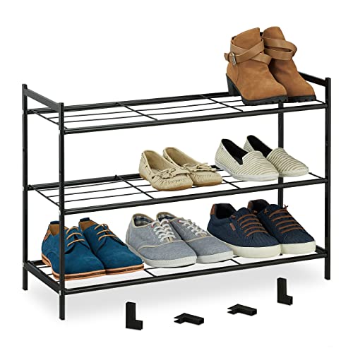 Relaxdays Metall Schuhregal, 3 Ebenen, erweiterbar, Flur Schuhgestell HBT 50 x 70 x 26 cm, 9 Paar Schuhe, offen, schwarz Relaxdays Metall Schuhregal, 3 Ebenen, erweiterbar, Flur Schuhgestell HBT 50 x 70 x 26 cm, 9 Paar Schuhe, offen, schwarz von Relaxdays