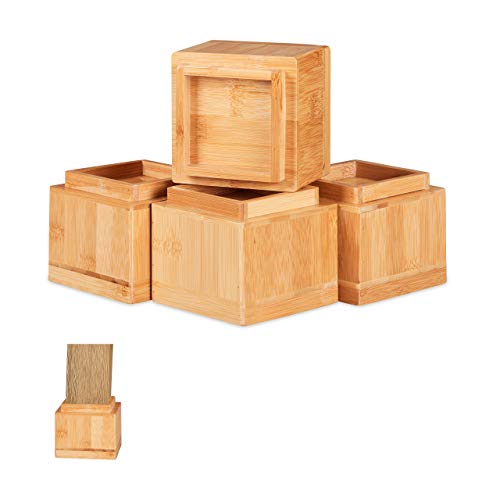 Relaxdays Möbelerhöher 4er Set, Erhöhung um 8,5 cm, für Tische, Stühle und andere Möbel, HxBxT 10x11,5x11,5 cm, Natur, 4 Stück, 4 von Relaxdays